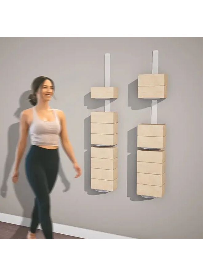 Black Wall Mounted Floating Yoga Block Rack Storage Organizer For Gym Studio - Image 4